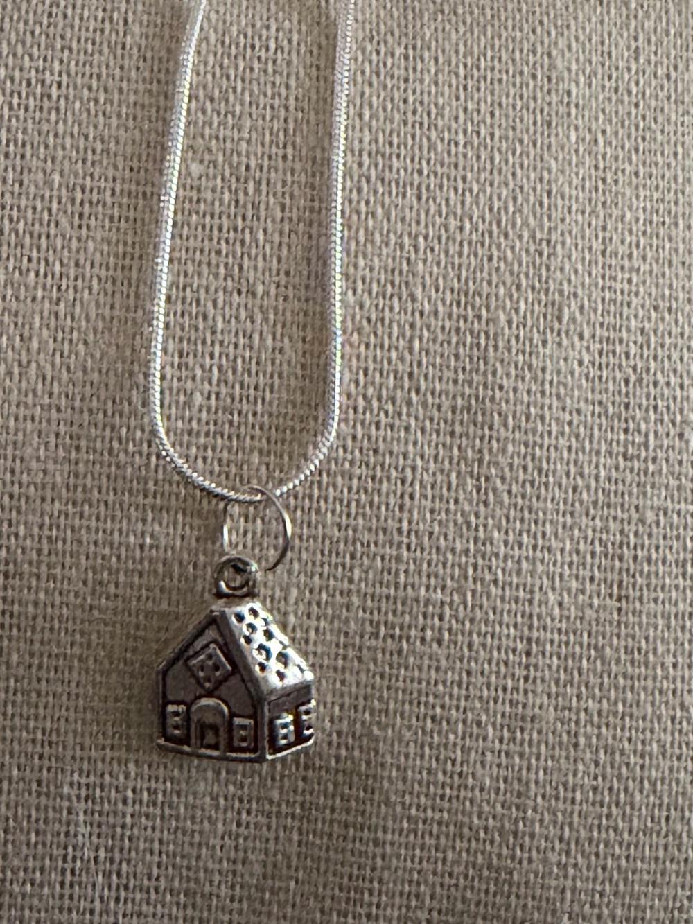Holiday Gingerbread House Necklace Pendant - Silver